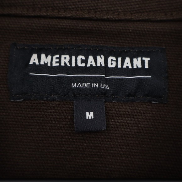 American Giant Roughneck Chore Jacket Unisex Medium Brown Stretch Button Front - Picture 3 of 6